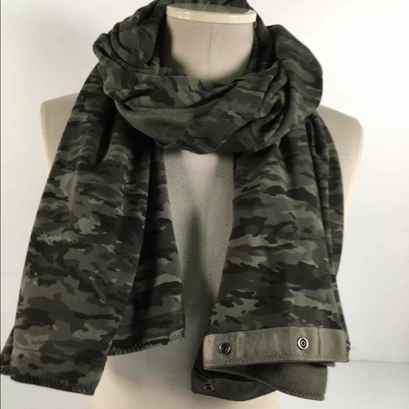 💐 Lululemon Green Cotton Blend Women's Button Wrap Vinyasa Scarf One Size - Picture 3 of 4